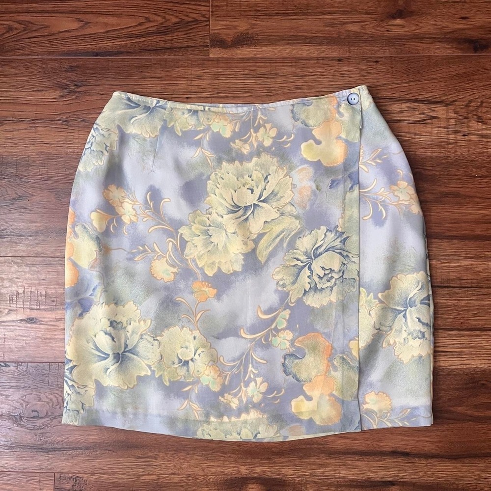 Vintage Pastel Floral Wrap Skirt Women 10 90s Y2K Cottagecore Coquette Boho